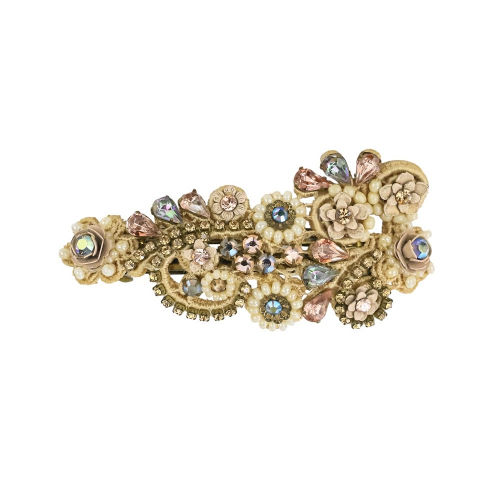 Michal Negrin ミハエルネグリン ビジューレースバレッタ ヘアアクセサリー ベージュ レディース 古着