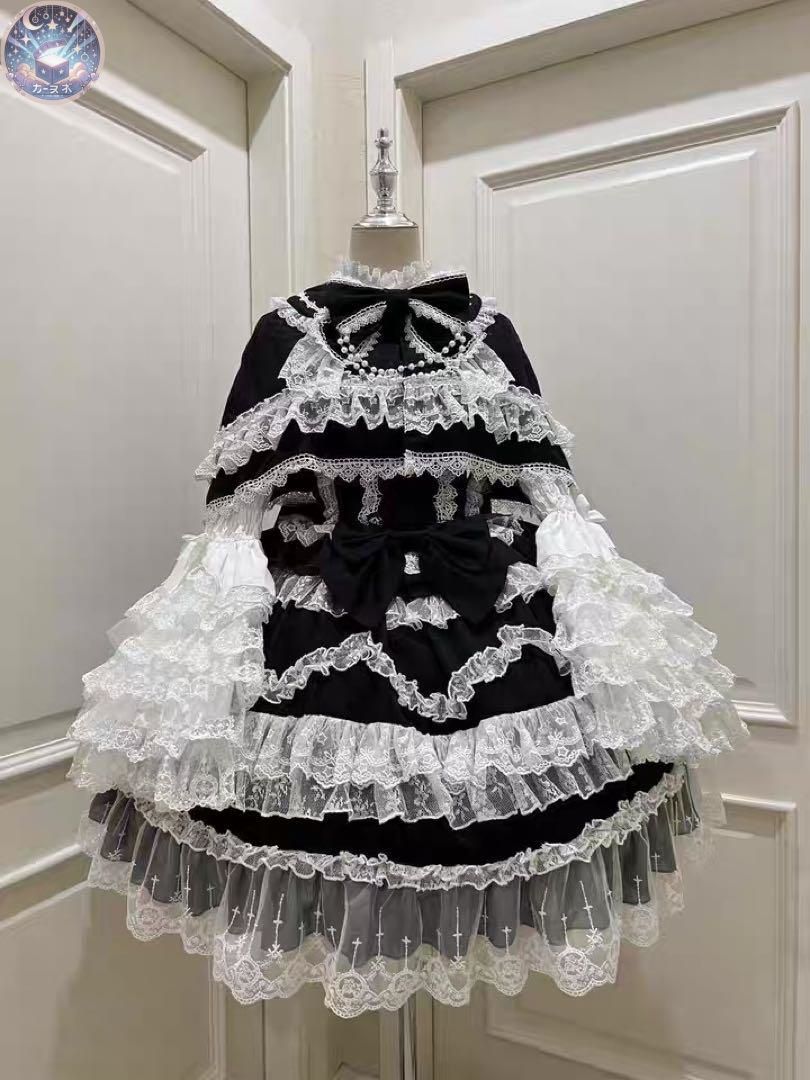 【恋とトキメキ】Hán gū liángロリィタドレス4点セット 黒ロリ 新品 未使用 【恋とトキメキ】ロリィタドレス4点セット