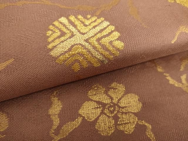 平和屋着物○全通柄 本袋帯 名物裂 笹蔓緞子 金糸 正絹 逸品