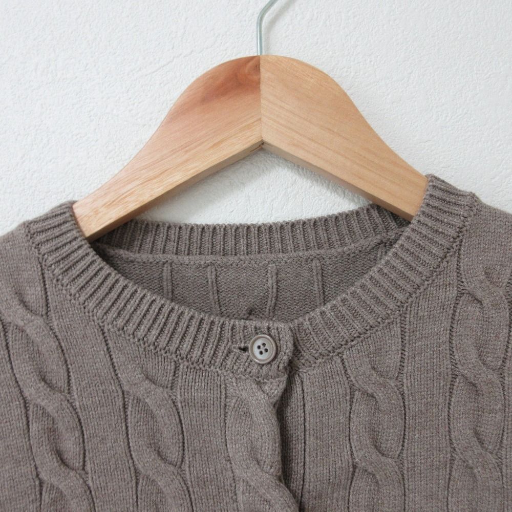 美品 24AW THE TOE ザトゥー BAKER CARDIGAN ショート丈 クルーネック ケーブルニット カーディガン サイズS ベージュ レディース 古着 中古 美品 24AW THE TOE ザトゥー BAKER CARDIGAN ショート丈 クルー