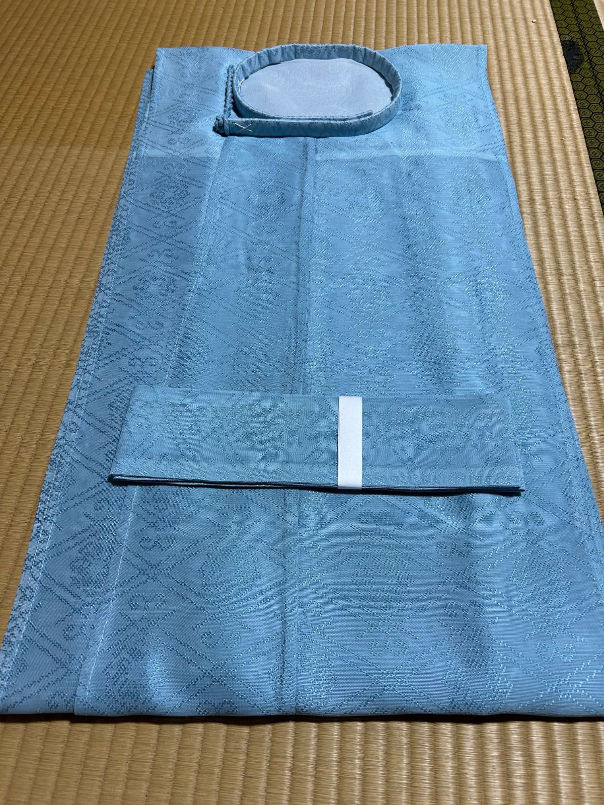 狩衣 夏 化繊 水色 売切り 左右紐 送料込