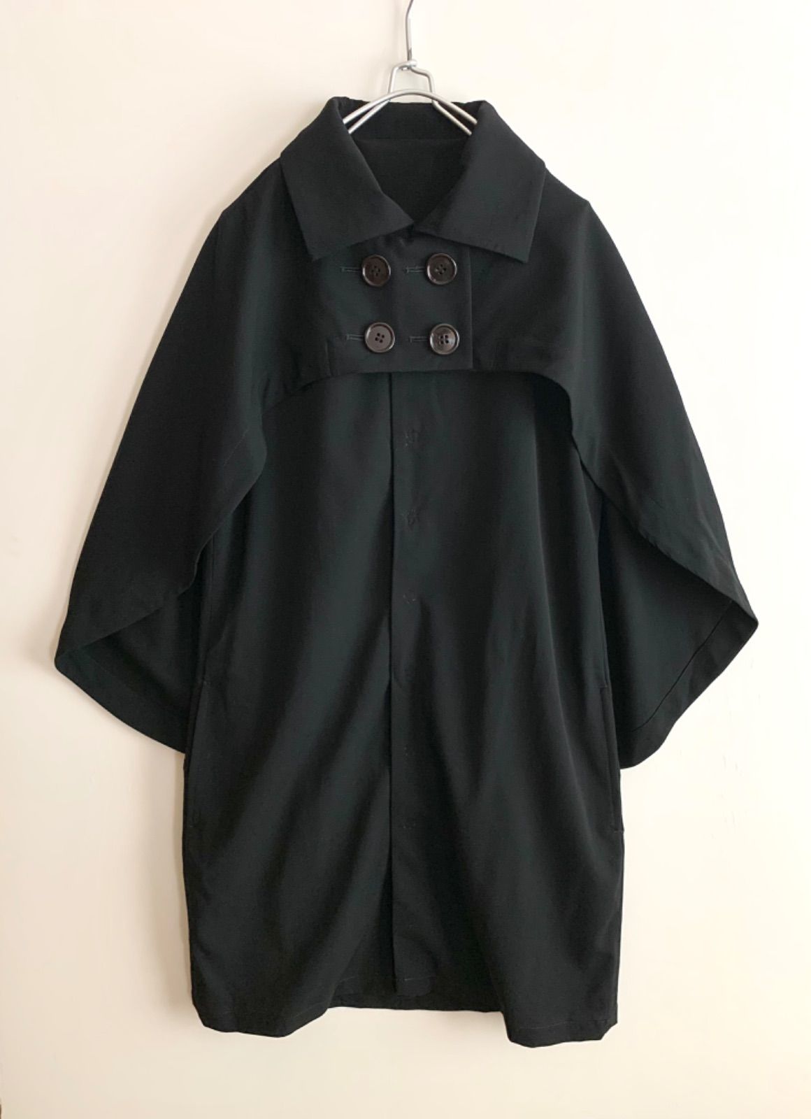 LIMI feu リミフゥ 2009AW ウールギャバ マントコート 黒 LIMI feu リミフゥ 2009AW ウールギャバ マントコート 黒