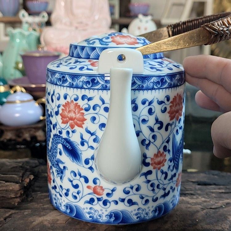 青花龍鳳大提梁壺 大容量