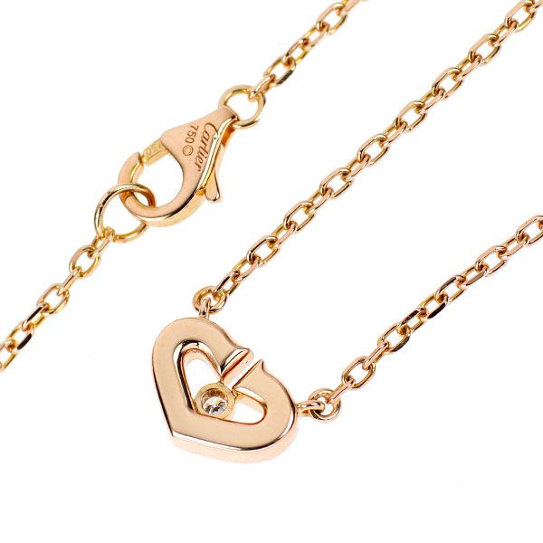 カルティエ K18PG ダイヤモンド ペンダントネックレス Cハート - メルカリ 