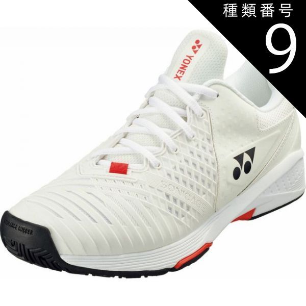 種類9：ﾎﾜｲﾄ/ﾚｯﾄﾞ/26.0(4550468260233) Yonex(ヨネックス) SHTS3MAC パワークッションソニケージ3MAC パワークッション ソニケージ3 メン AC オールコート シューズ パワークッション 靴 デュラ