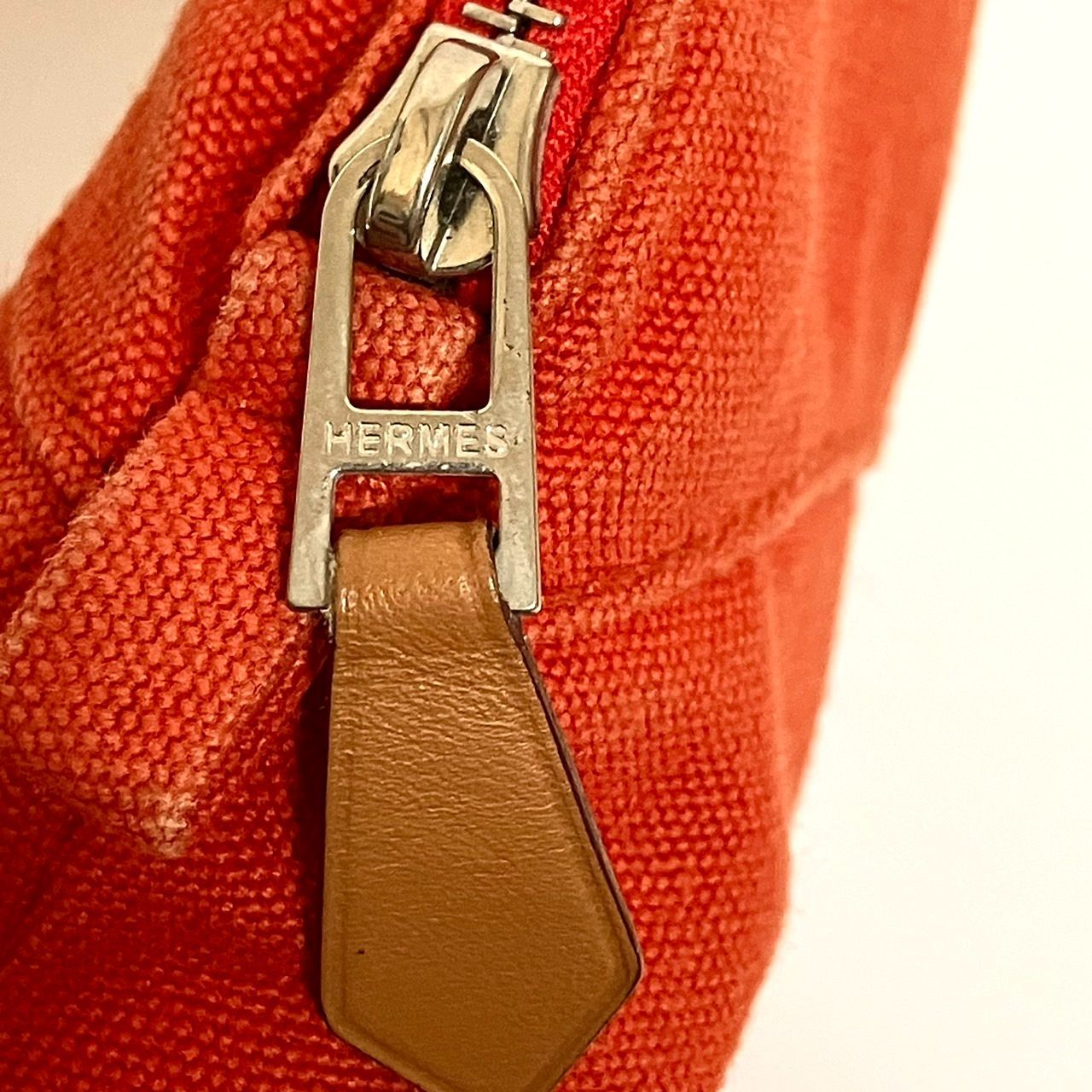 HERMÉS オレンジ キャンバスポーチ HERMES エルメス ポーチ ボリードポーチ キャンバス レザー