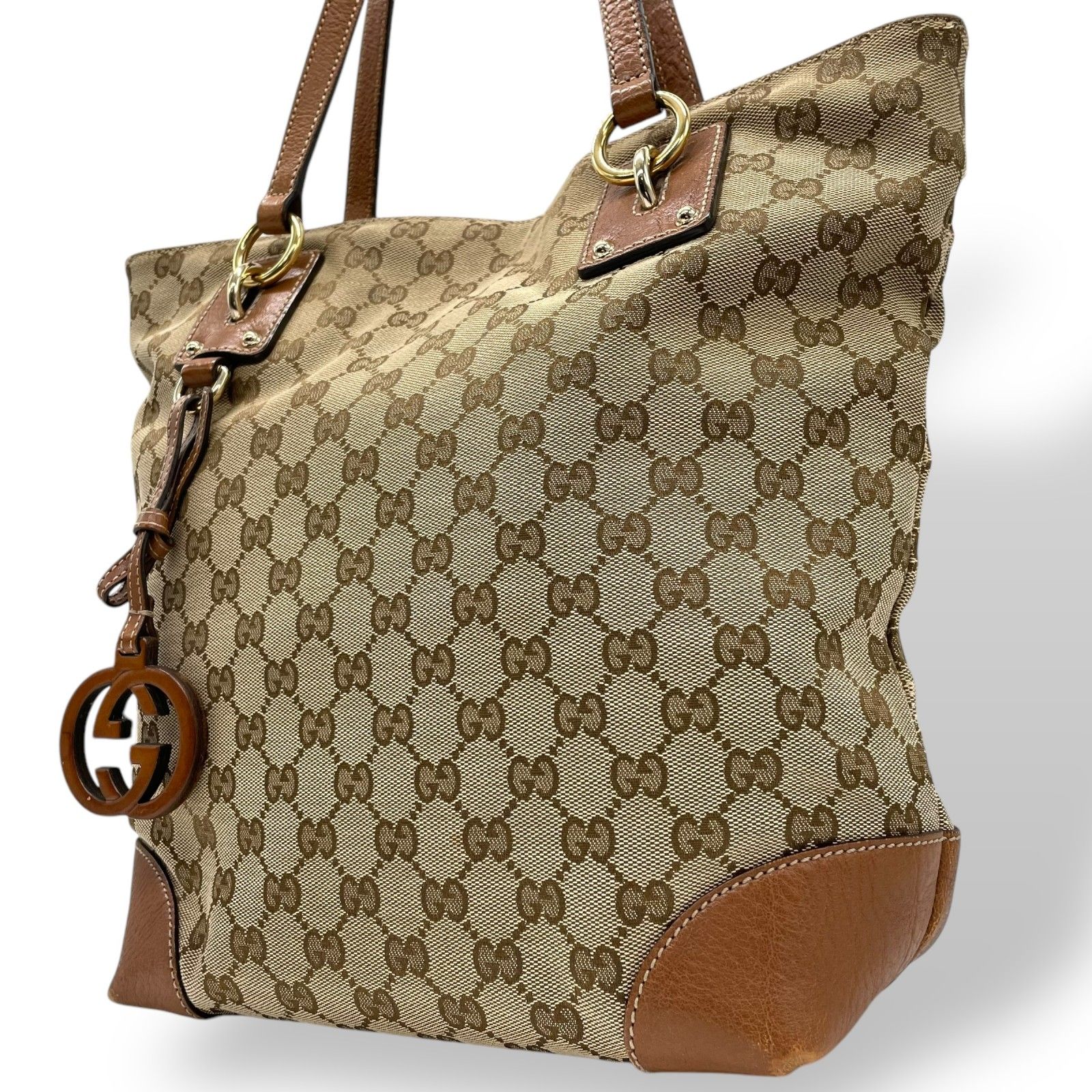 GUCCI グッチ 247237 トートバッグ ワンショルダー GGキャンバス 本革