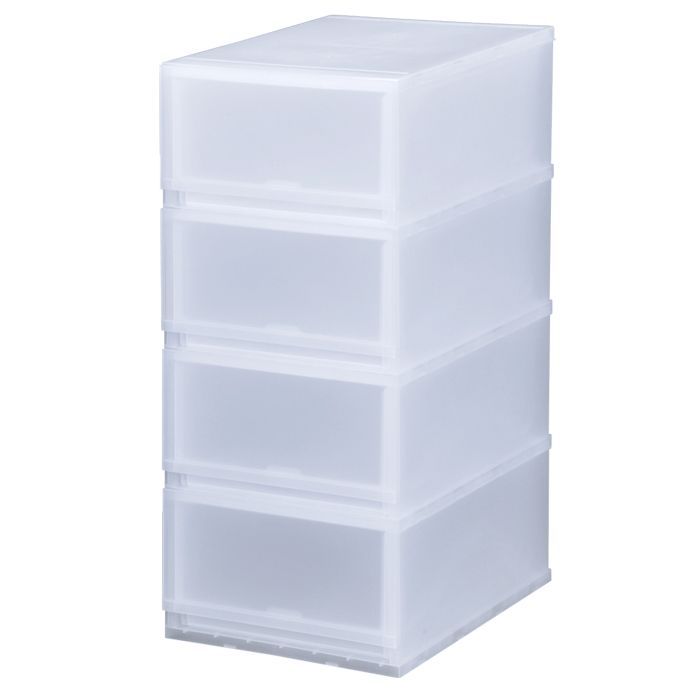 SALE，100%新品 収納ケース プラスチック 引き出し 日本製 幅34cm 奥行45cm 4段 ほこりの入りにくい壁タイプ クローゼット 押入れ 衣類収納 衣装ケース ＰＰケース おしゃれ 新生活 寝室 プラストベーシックFR3 衣装ケース・衣類収納ケース