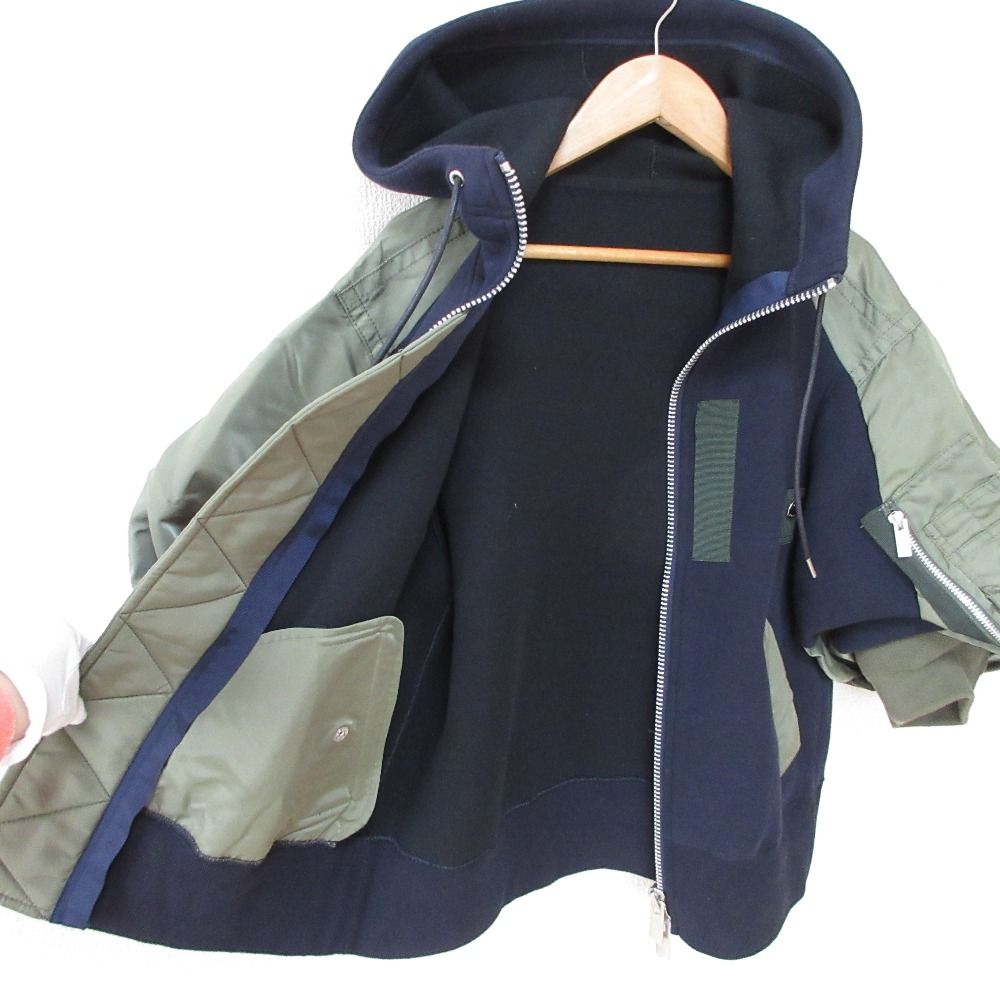 美品 22SS sacai サカイ Sponge Sweat Blouson ドッキングブルゾン 22