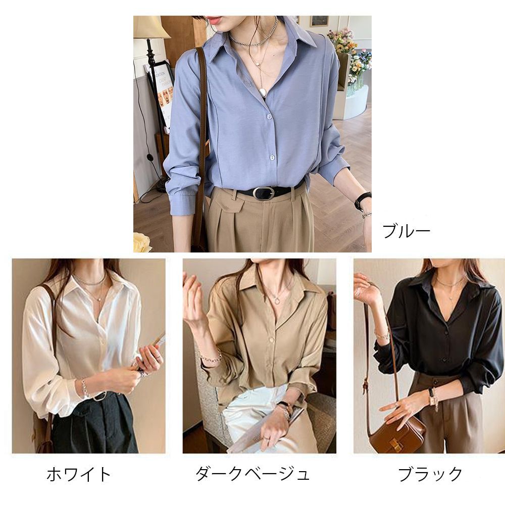 シャツブラウス 襟付き 長袖 レディース トップス オフィス