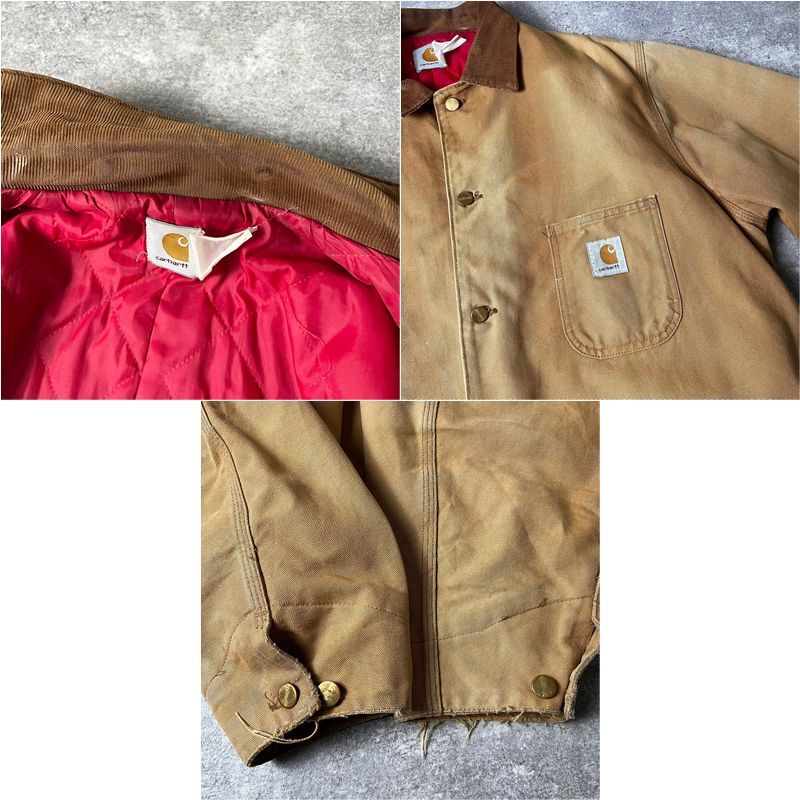 90s Carhartt 中綿 キルティング ライナー ダック カバーオール