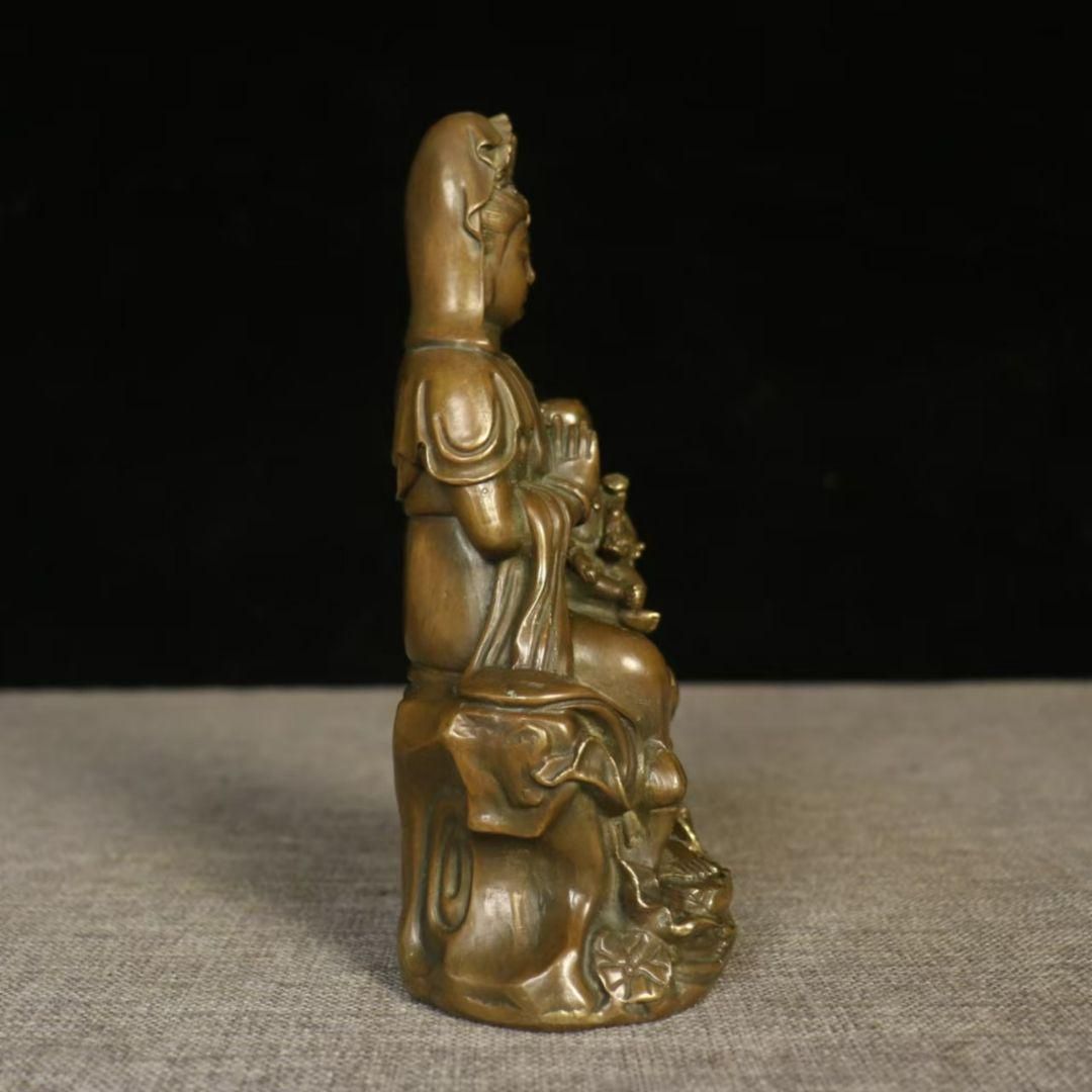 自在観音像 銅製 茶道具 香道具 装飾品 工芸品 美術品 置物 銅製 仏像 自在持経観音仏像 家内供養 装飾品 工芸品 置物