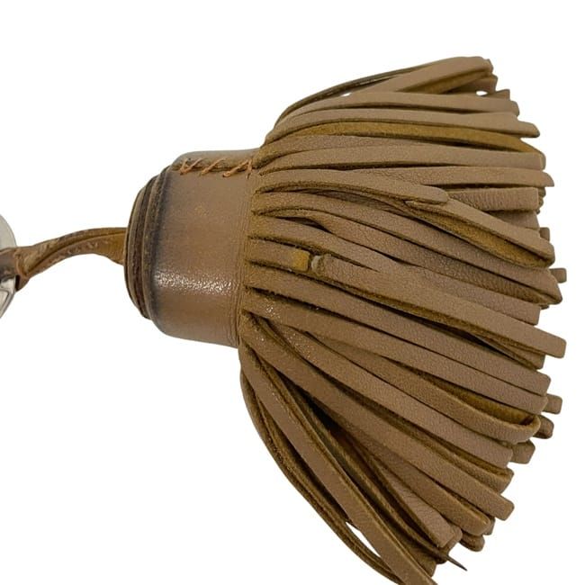 エルメス キーホルダー カルメン ブラウン チャーム レザー 中古 本革