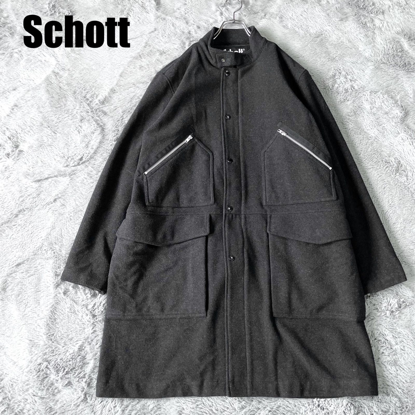 Schott ショット ウールミリタリーコート ステン コート 黒