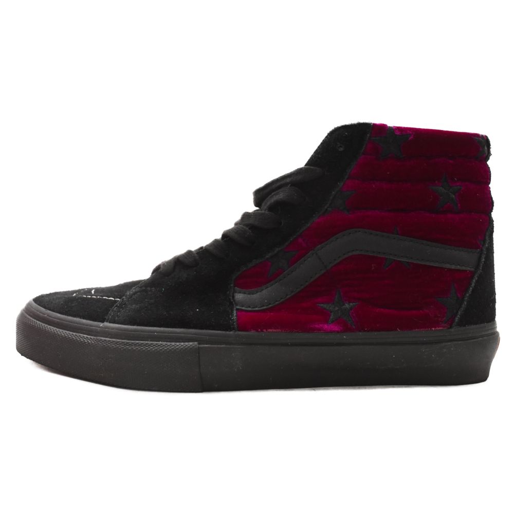 SUPREME シュプリーム ×VANS SK8-HI PRO VELVET PINK ベロア スター刺繍 ハイカットスニーカー VN-099NANH パープル US10.5/28.5cm SUPREME (シュプリーム) ×VANS SK8-HI PRO VELVET PINK ベロア スター