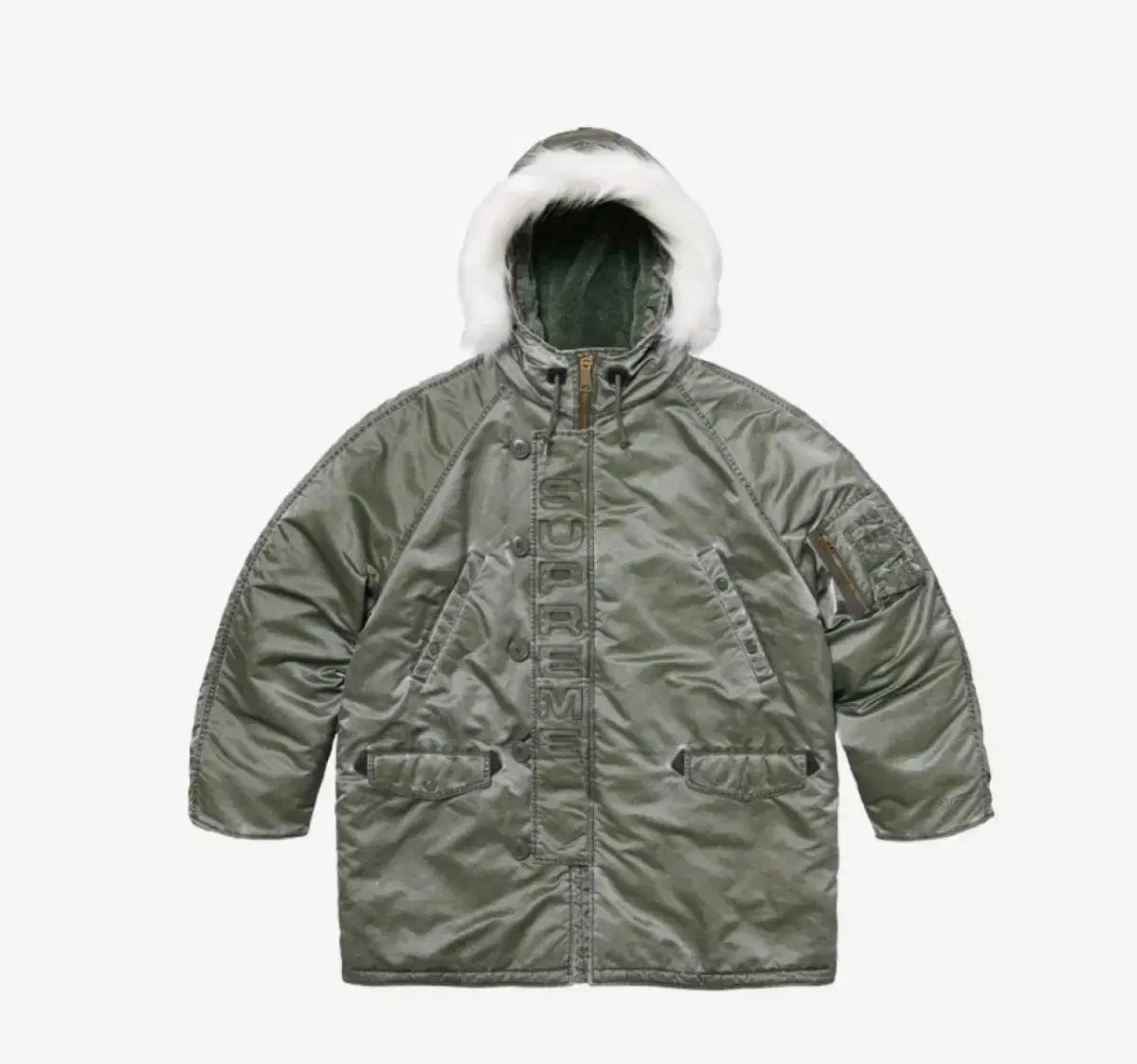 L Supreme シュプリーム ウォッシュド フライト サテン N ー 3B パーカー オリーブ 24FW