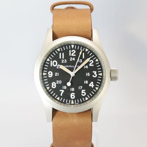ハミルトン HAMILTON Khaki Field カーキ フィールド メカ メンズ レザー ブラック 38mm H69439531【H-50】
