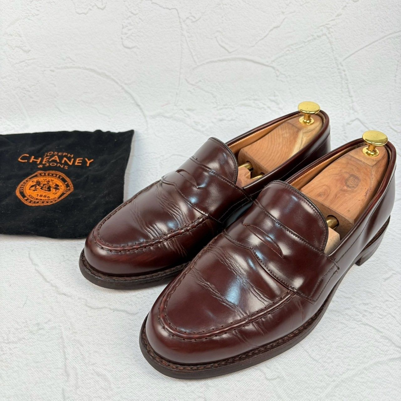 良品】JOSEPH CHEANEY AND SONS ジョセフチーニアンドサンズ HOWARD ハワード コインローファー 茶 UK8 / 27cm