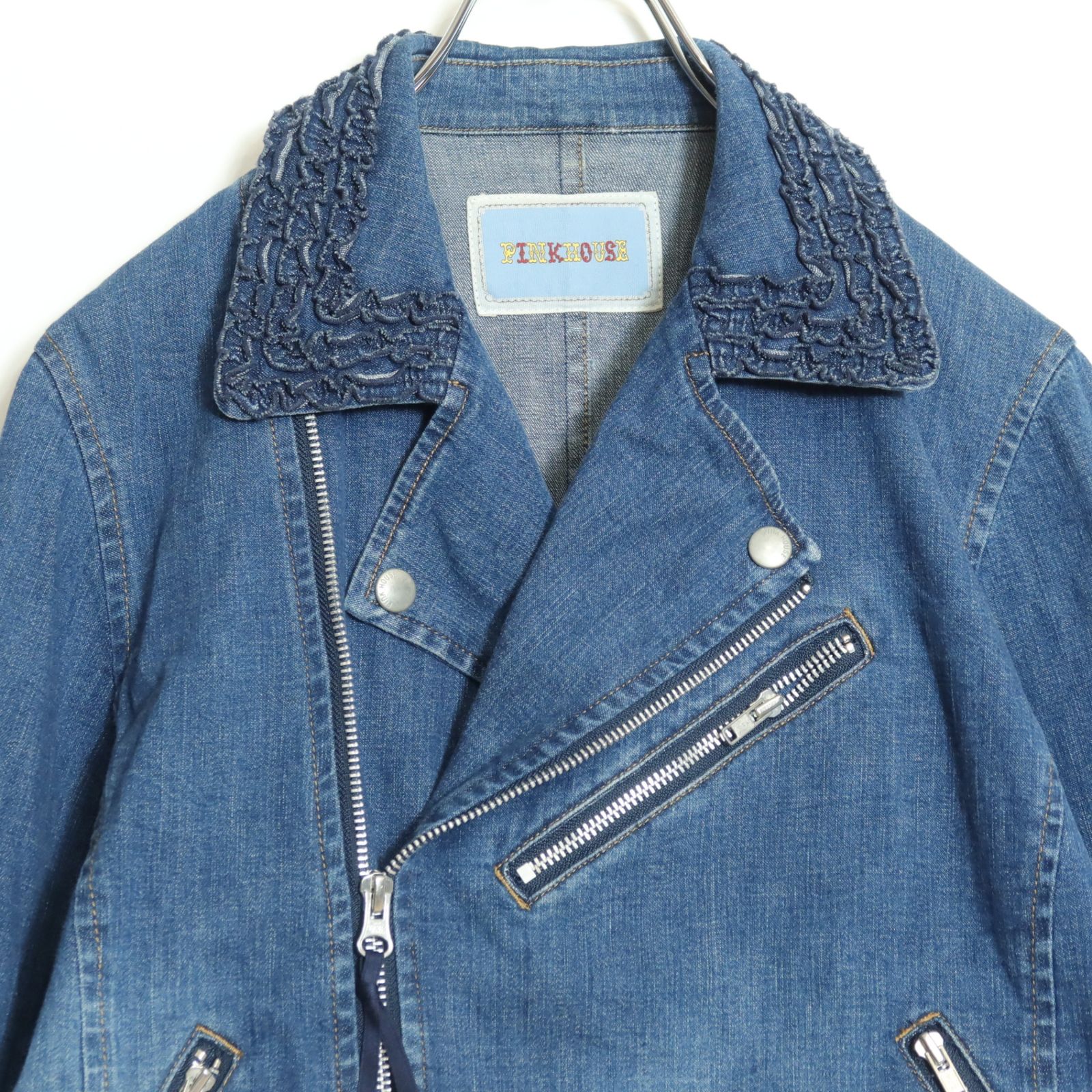 美品】ピンクハウス☆ライダースジャケット デニム 大きいサイズ4(L