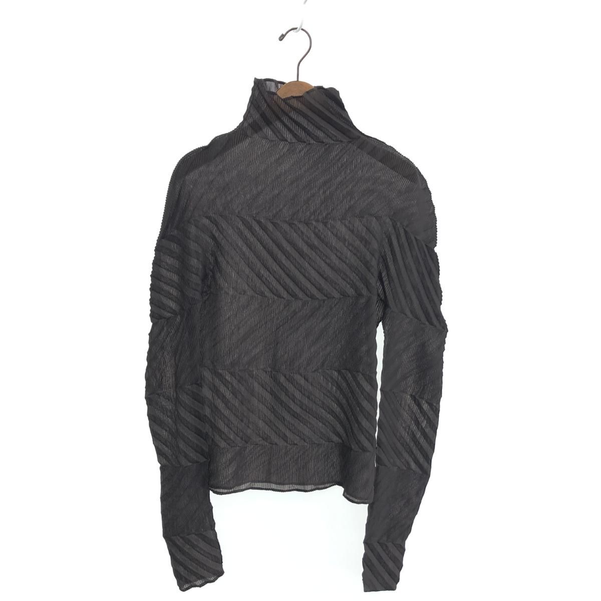 良好 ISSEY MIYAKE イッセイミヤケ ハイネック 長袖 カットソー サイズ 3 IM11FJ284 ブラウン レディース 240001141000