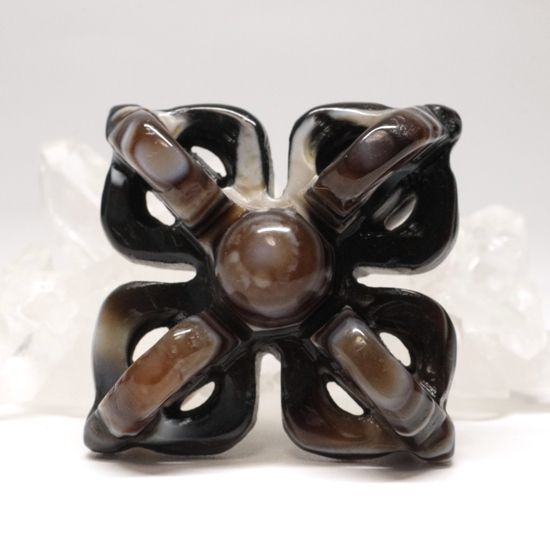 天眼石 カツマ (34mm) 十字金剛杵 チベット 密教法具 羯磨 天然石 天眼