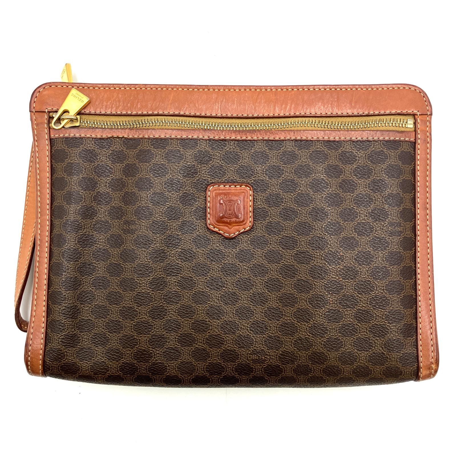CELINE セリーヌ マカダム柄 DM97/2 セカンドバッグ ブラウン D