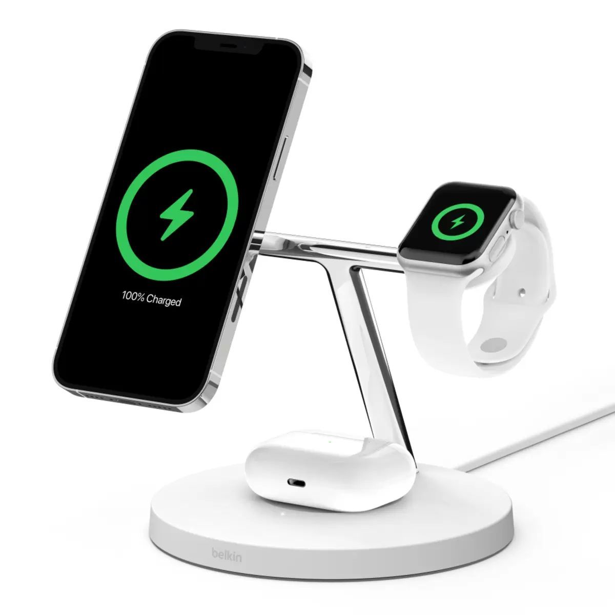 Belkin MagSafe 3-IN-1 ワイヤレスチャージャー ホワイト WIZ009dqWH applewachやiphoneに充電器
