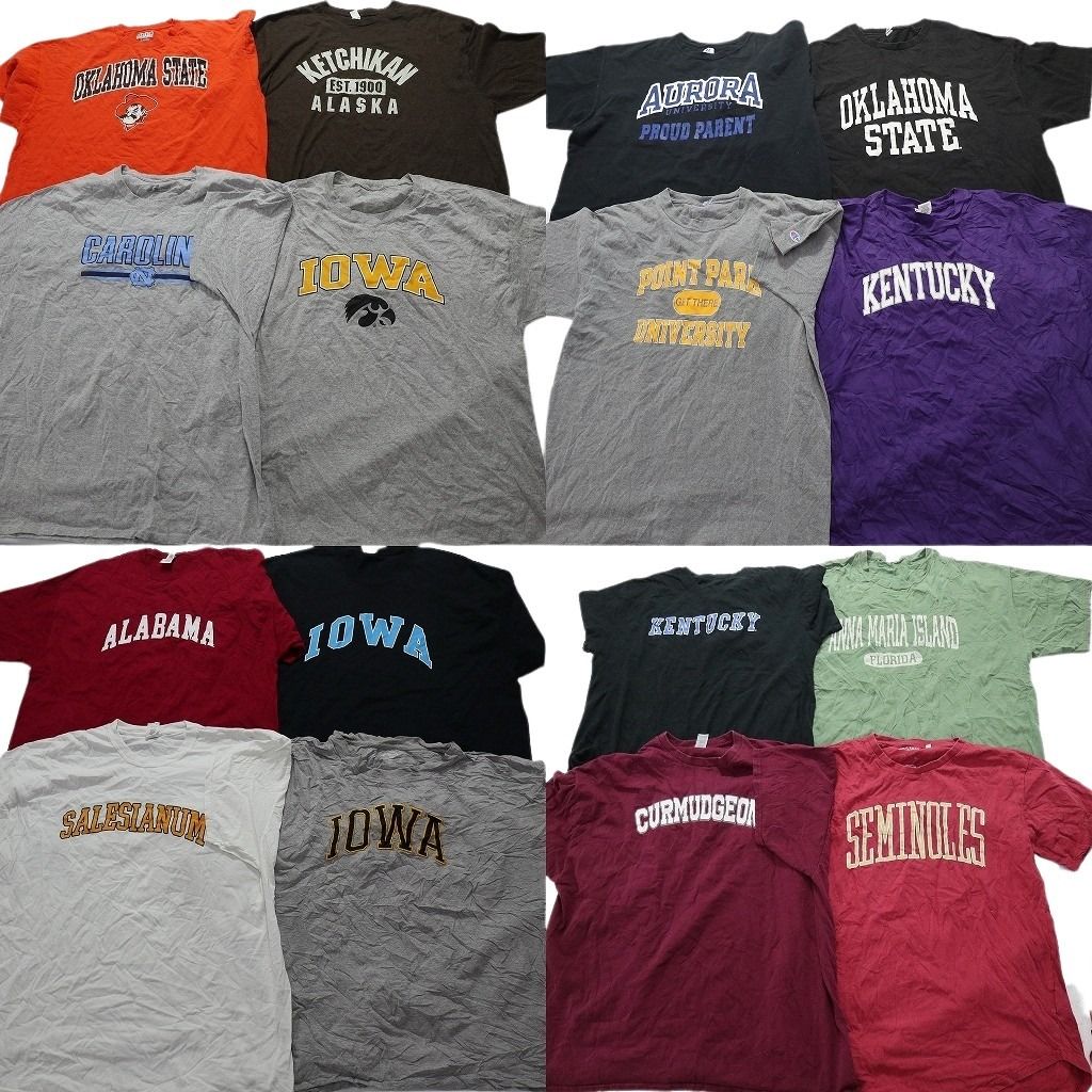 古着卸 カレッジ風 半袖Tシャツ 16枚セット メンズ 2XL オクラホマ大学 ケンタッキー大学 アイオワ大学 古着 NA2630