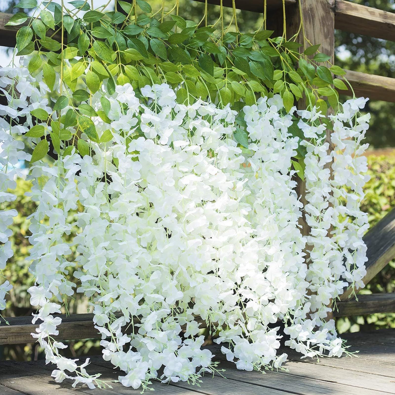 uyoyous 人工観葉植物 造花 藤 造花グリーン 造花 藤の花 おしゃれ つり下げ 花飾り インテリア飾り 枯れない花 垂れ 人工藤花 家庭やウェディングパーティー オフィス ベランダ ガーデン 結婚