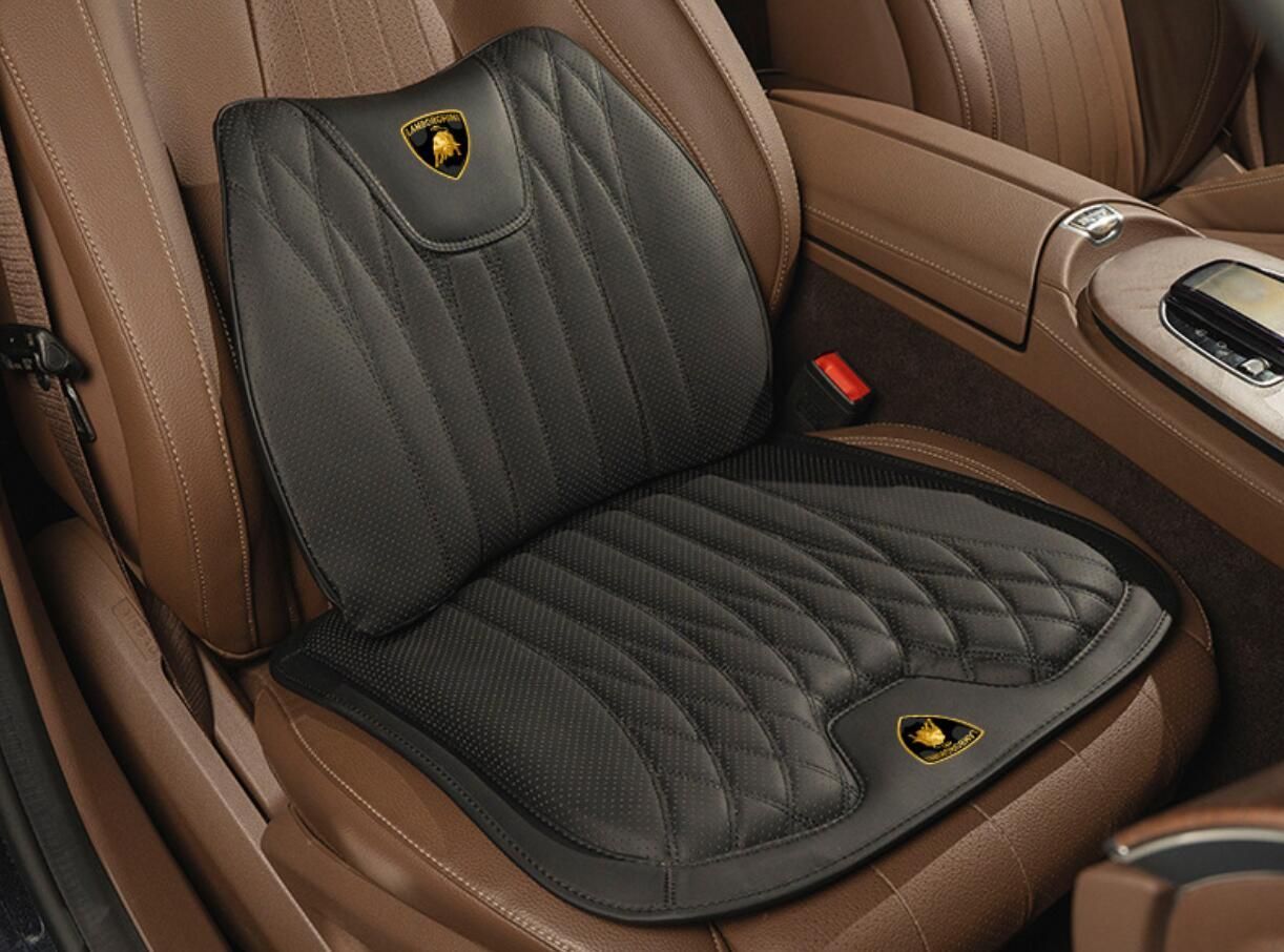 ランボルギーニ 高品質 シートクッション 車用 シートカバー ナッパ レザー 腰当て 滑り止め 弾性 座布団1点 腰クッション1点