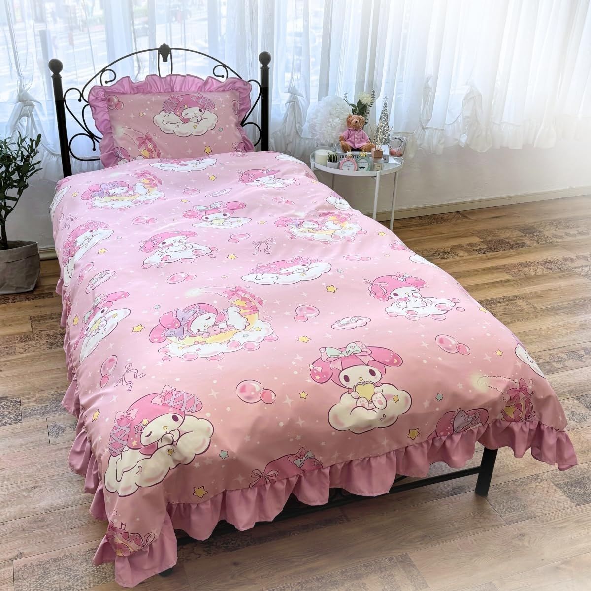 リピート続出 サンリオ SANRIO マイメロディ ボリュームフリル 布団カバー3点セット 枕カバー シーツ 掛布団カバー シングル SB-673-S