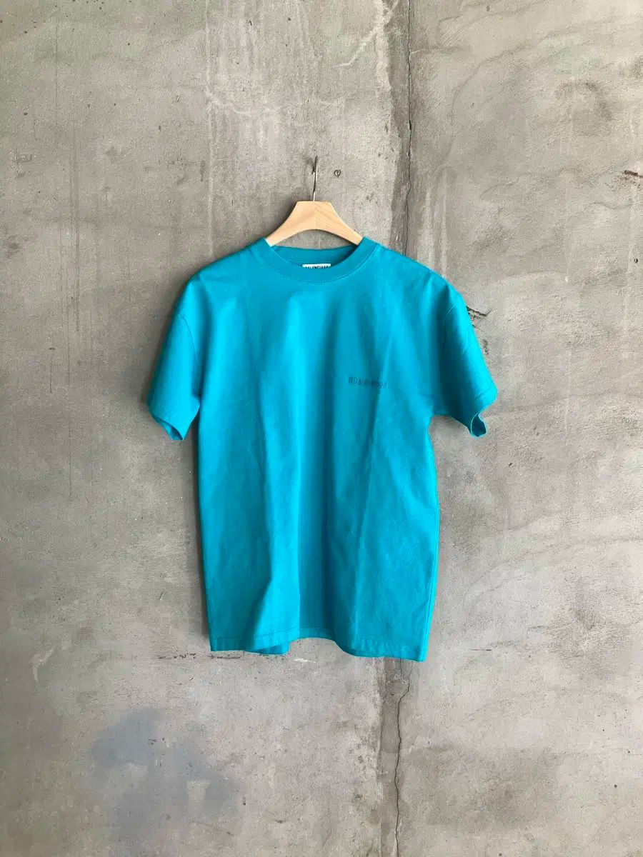 W バレンシアガ ロゴ コットン Tシャツ ターコイズ S