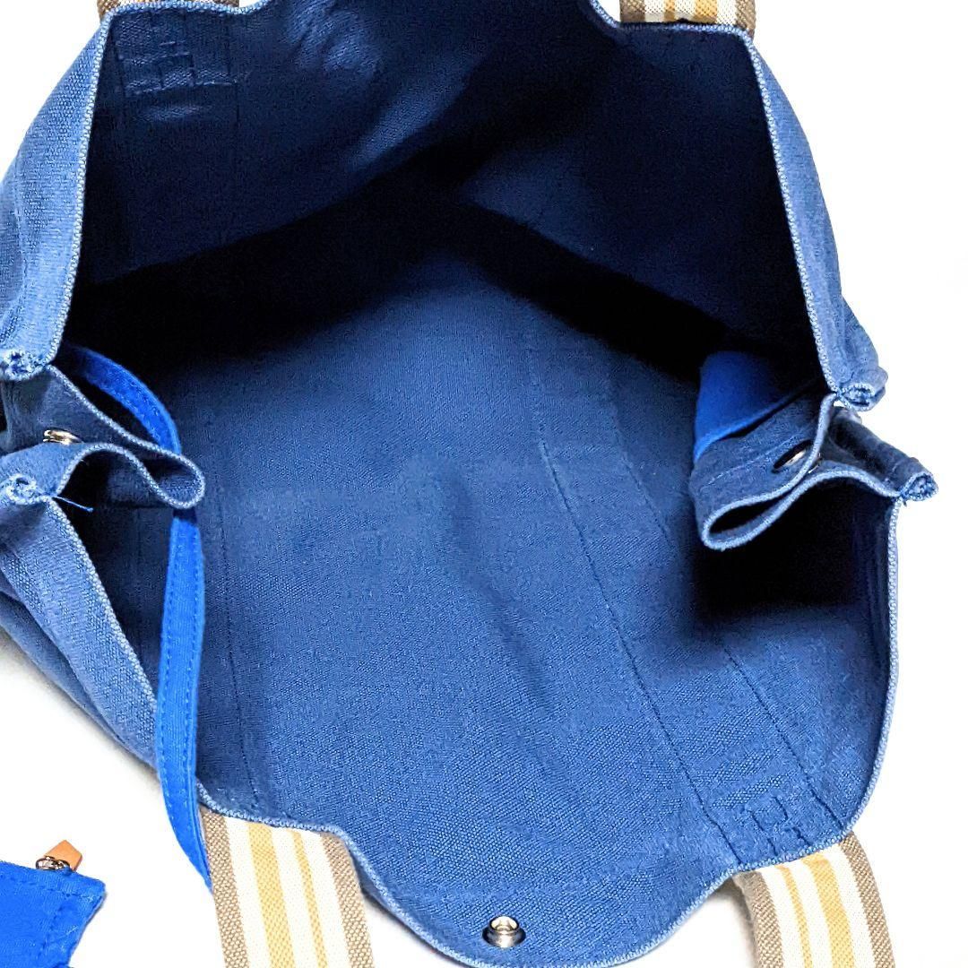 エルメス サックドプラージュGM ハンドバッグ トートバッグ ポーチ付き ブルー約35cm