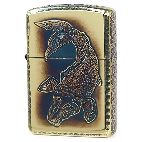 ZIPPO ジッポ― オイルライター ジッポ ゴールド アーマー 唐草 鯉 5面加工 ブラス