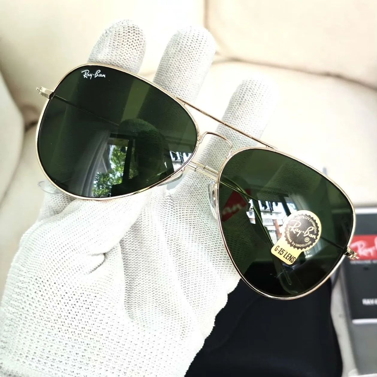 美品 RB3026 Ray-Ban アビエーターサングラス ゴールド KN YJ 美品 RB3026 Ray-Ban アビエーターサングラス ゴールド KN YJ