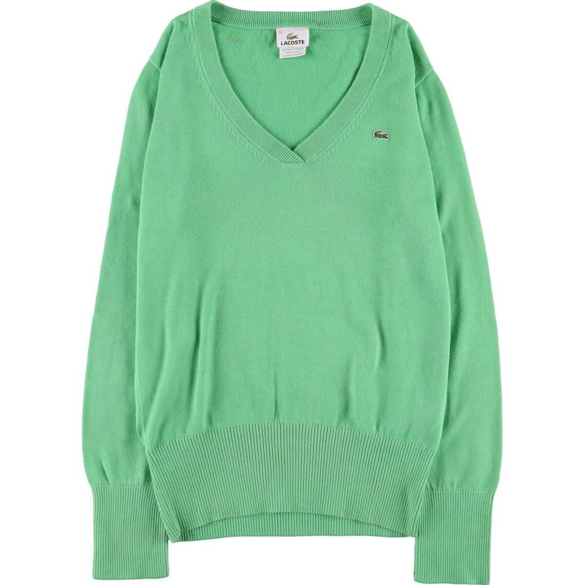 LACOSTE - 古着 ラコステ LACOSTE フランス企画 Vネック コットンニットセーター レディースL相当 /eaa488896 古着 ラコステ LACOSTE フランス企画 Vネック コットンニット