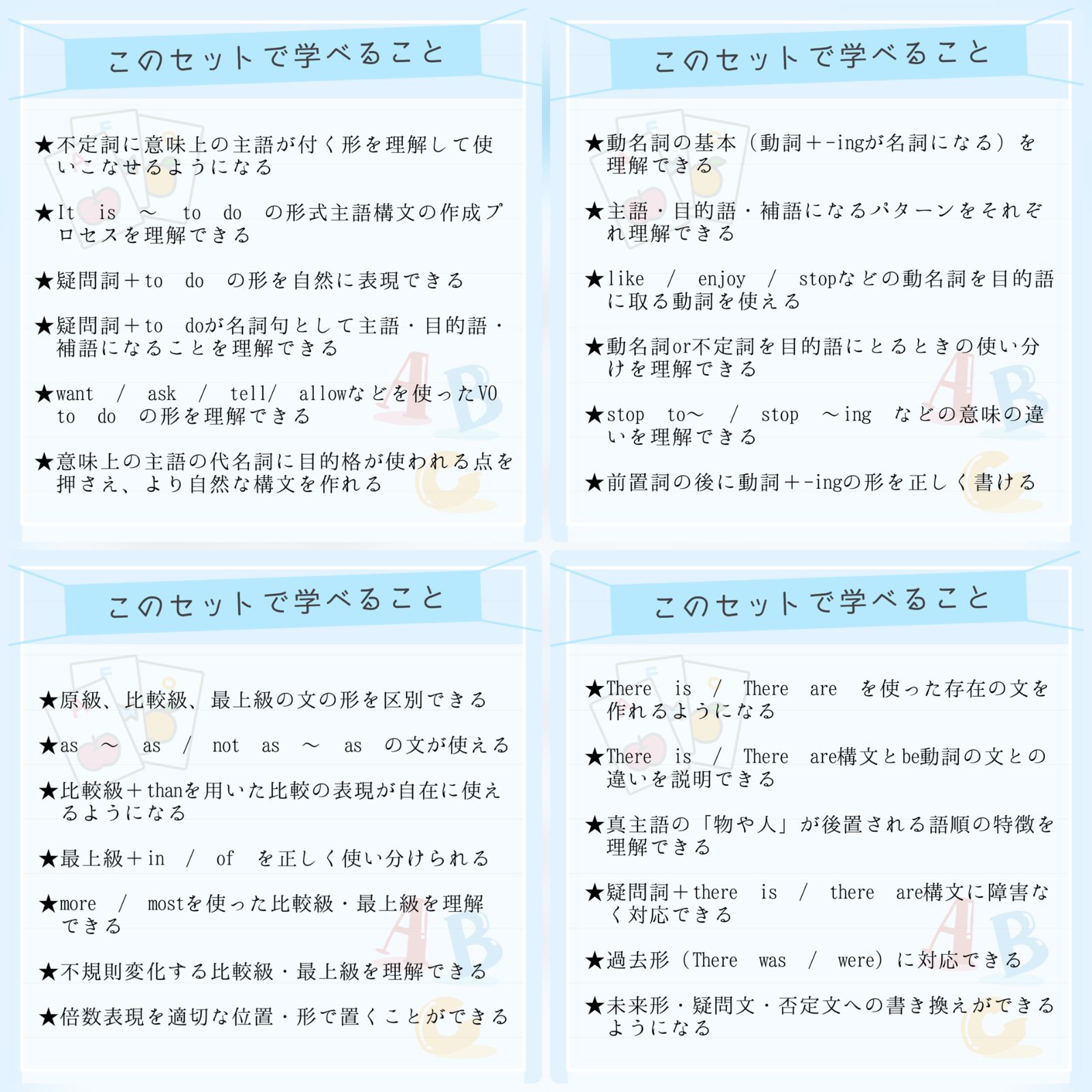 【全学年フルパッケージ】単元別英文法カード　中学生　テスト　復習　予習　参考書 全学年フルパッケージ】単元別英文法カード 中学生 テスト 復習 予習