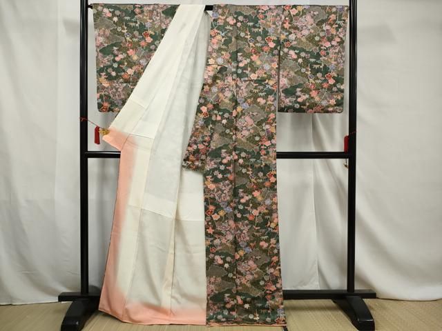 平和屋着物□上質な小紋 絞り 枝花文 正絹 逸品 AAAZ7006gw