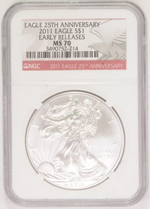 2011 Early Release 25Th Anniversary $1 Dollar Silver Eagle Coin