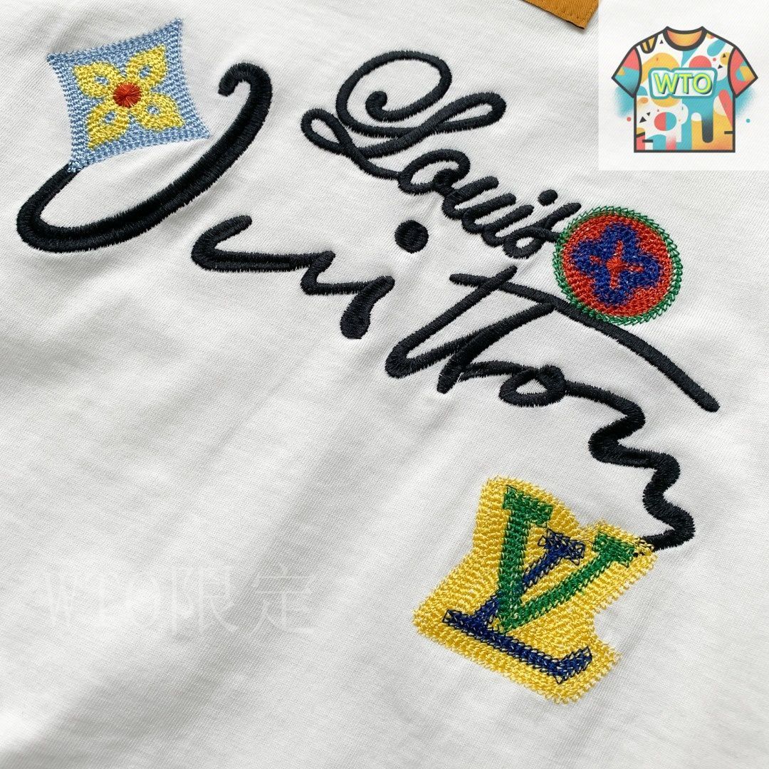 今日特価】LOUIS VUITTON クラシック限定刺繍小花字母半袖 T 恤