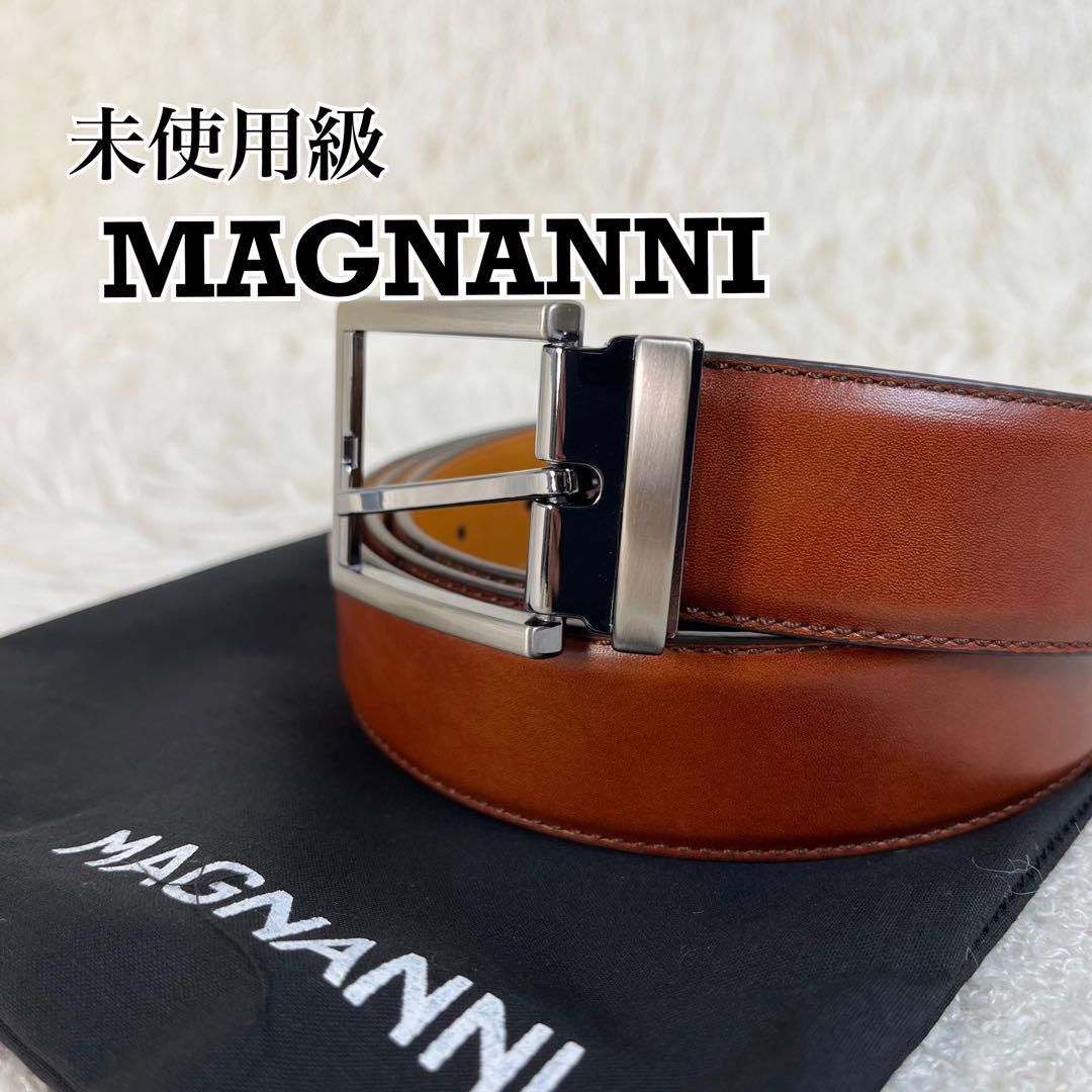未使用級 MAGNANNI ベルト レザー ブラウン 保存袋付き - メルカリ