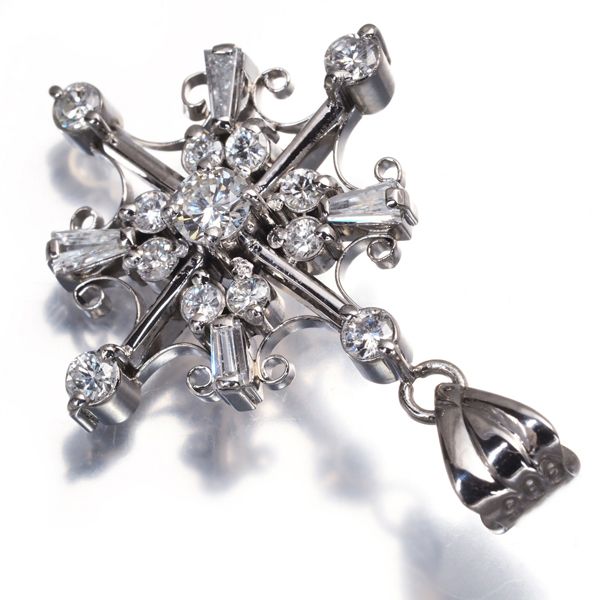 ダイヤ ダイヤモンド 0.87ct クロス ペンダントトップ Pt900