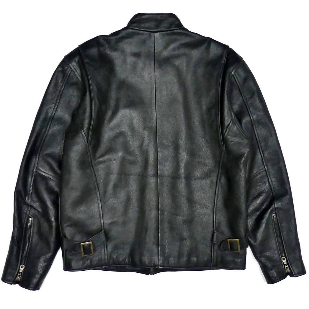 シングルライダース 黒 レザージャケット レザーライダースジャケット メンズ L位 黒 シングル 本革 本皮