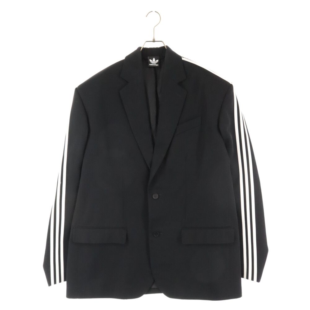 BALENCIAGA (バレンシアガ) 23SS LOOK 42×adidas Striped Oversized Blazer バレンシアガ  アディダス サイドライン オーバーサイズ テーラードジャケット 725143 TIO48 ブラック - メルカリ