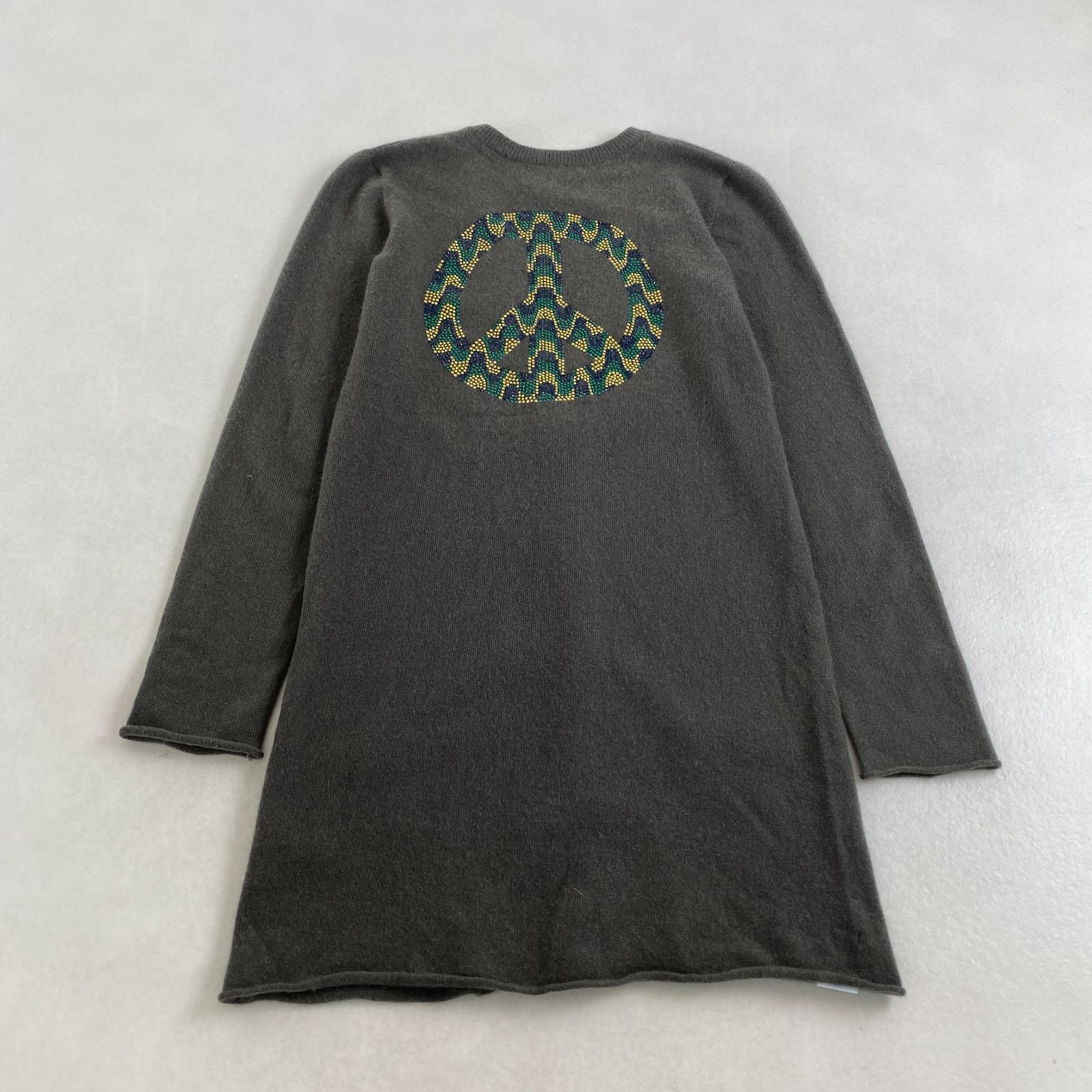 ルシアンペラフィネ カーディガン ピースマーク カシミヤ100 Y2K lucien pellat-finet スカルボタン グレー S M相当