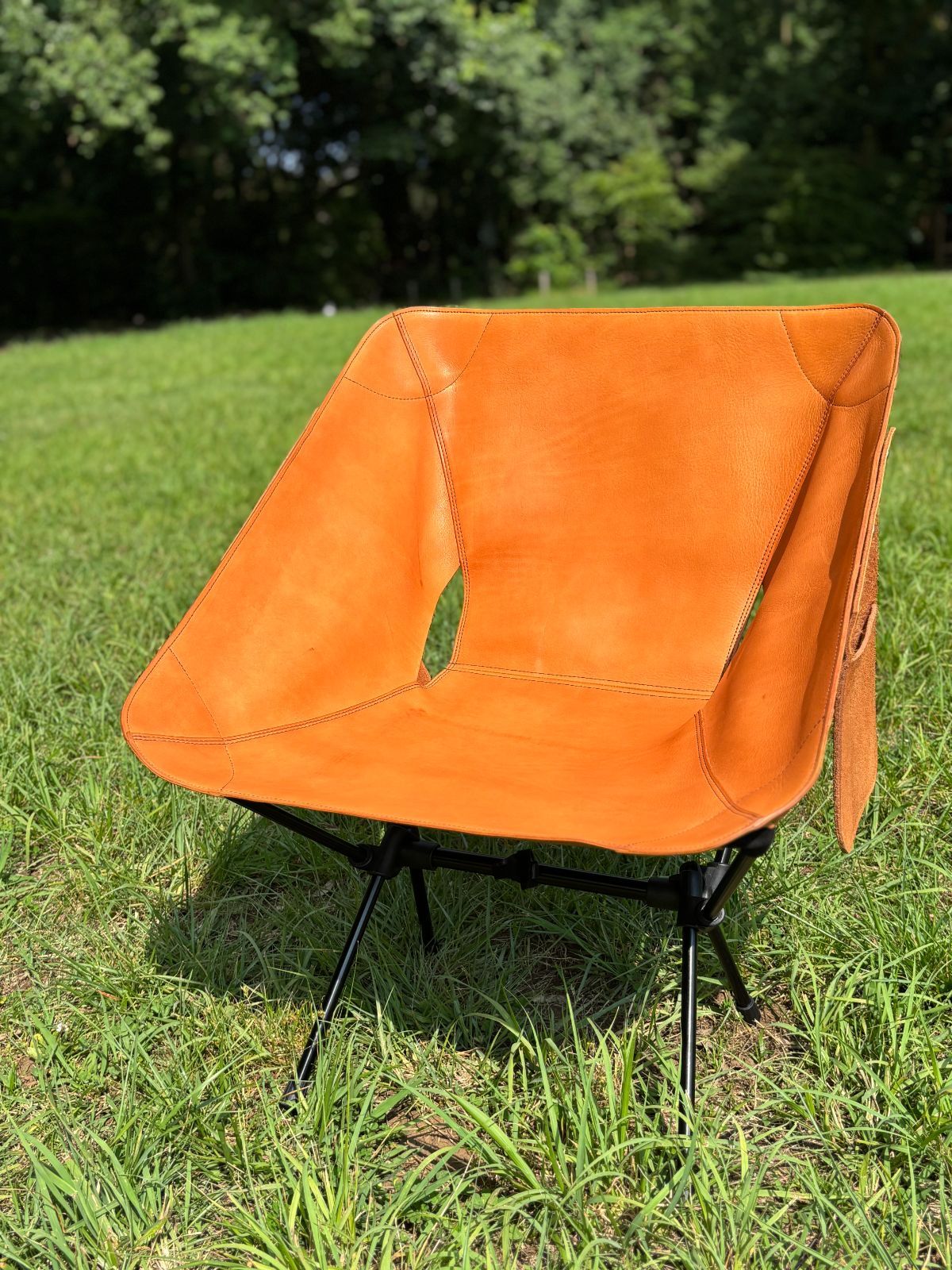 Premium Genuine Leather Chair 牛革張りキャンプチェア 本革 レザーチェア 当製品の革シートは Helinox ヘリノックス チェアワン及び互換商品の取付が