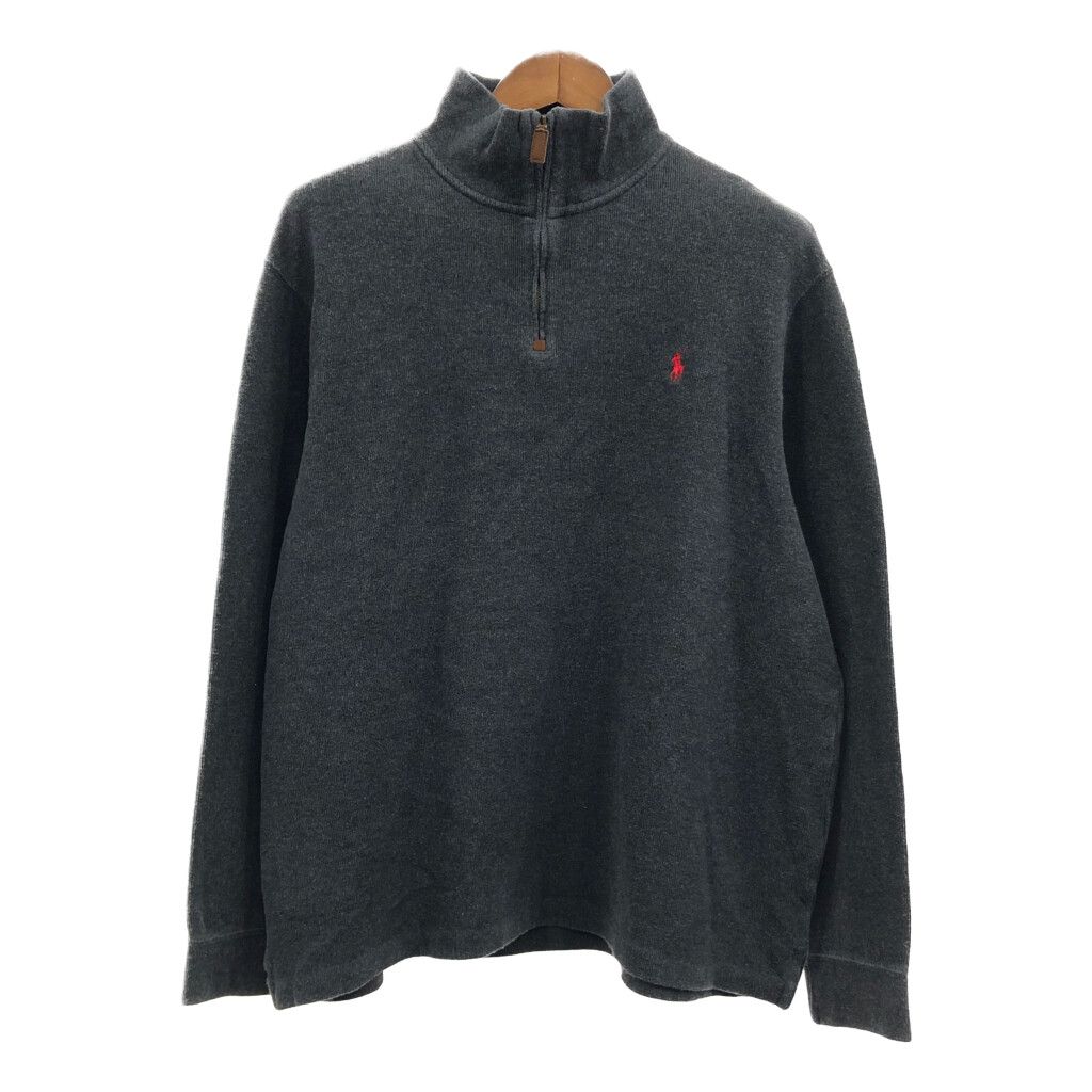 Polo by Ralph Lauren ポロ ラルフローレン ハーフジップ ドライバーズニット セーター グレー (メンズ XL) 中古 古着 Q8192