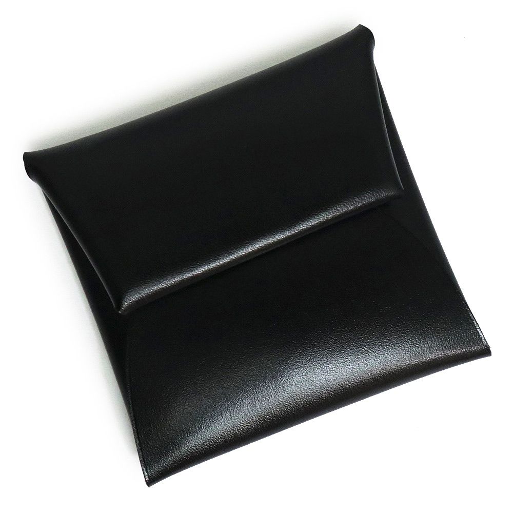 エルメス バスティア GM コインケース 小銭入れ 財布 ボックスカーフ レザー ノワール ブラック シルバー金具 B刻印 HERMES