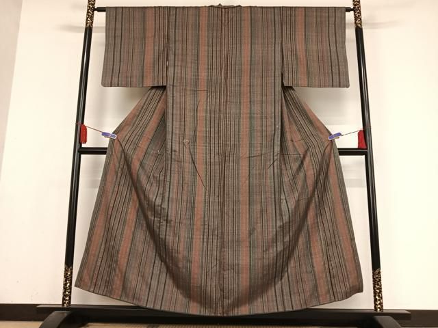 平和屋着物○伝統工芸士 七代目 吉澤与市 紬 絞り 市松花