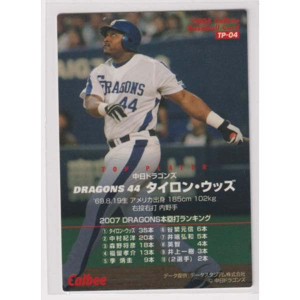 2008プロ野球チップス第1弾 TP-04 タイロン・ウッズ(中日) - メルカリ タイロンウッズウッズプロ野球チップス野球